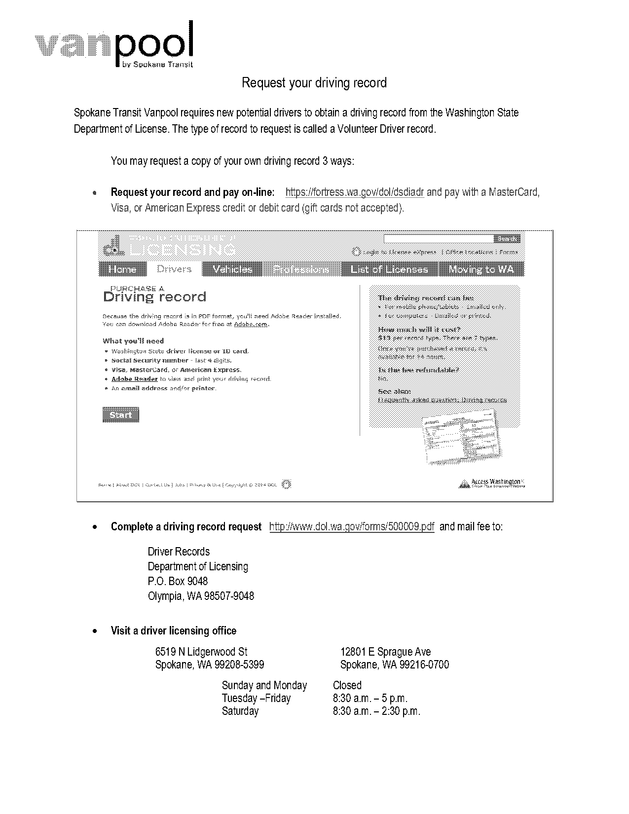 washington state dmv record request