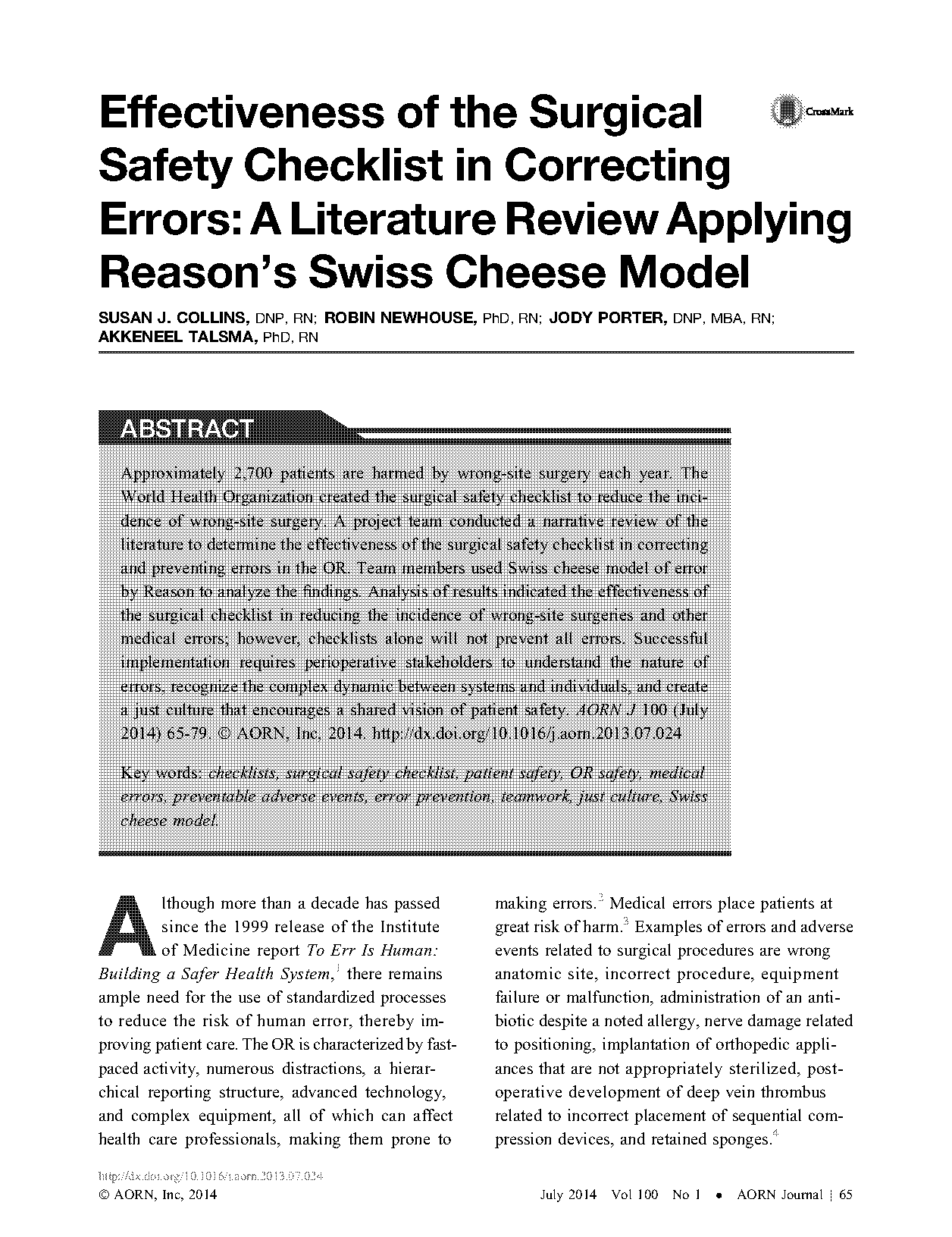 aorn surgical safety checklist