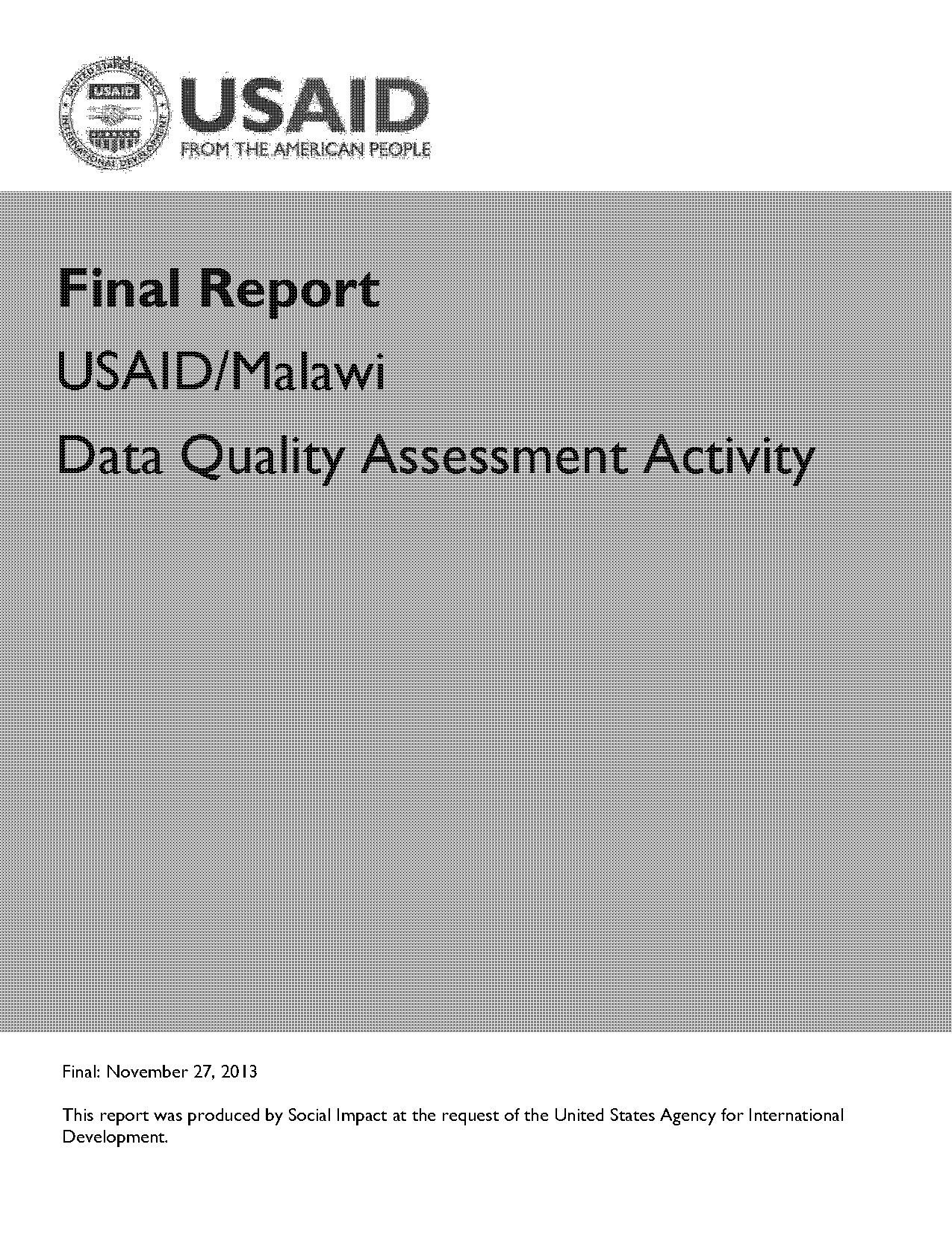 data quality assessment report