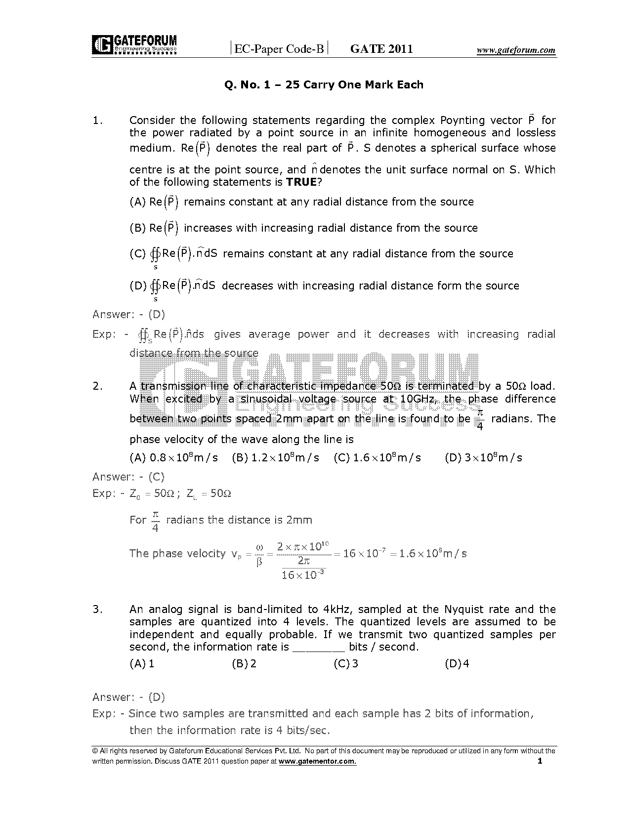 gate sample papers for ece with solutions pdf