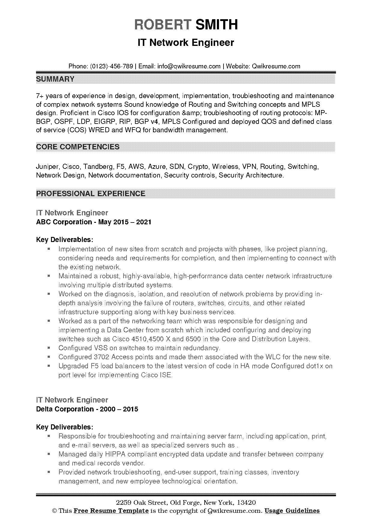 cisco network engineer resume sample