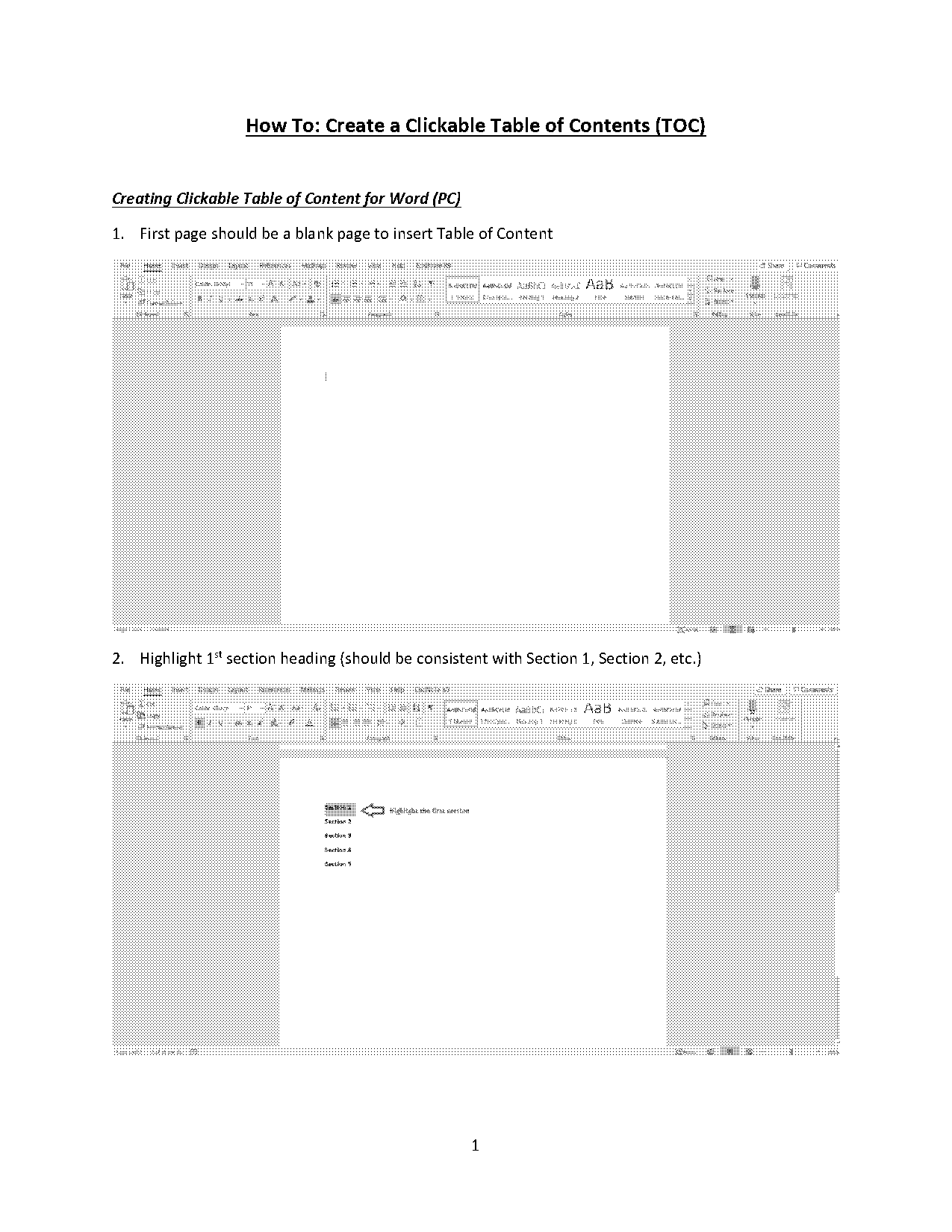 how to make table of content