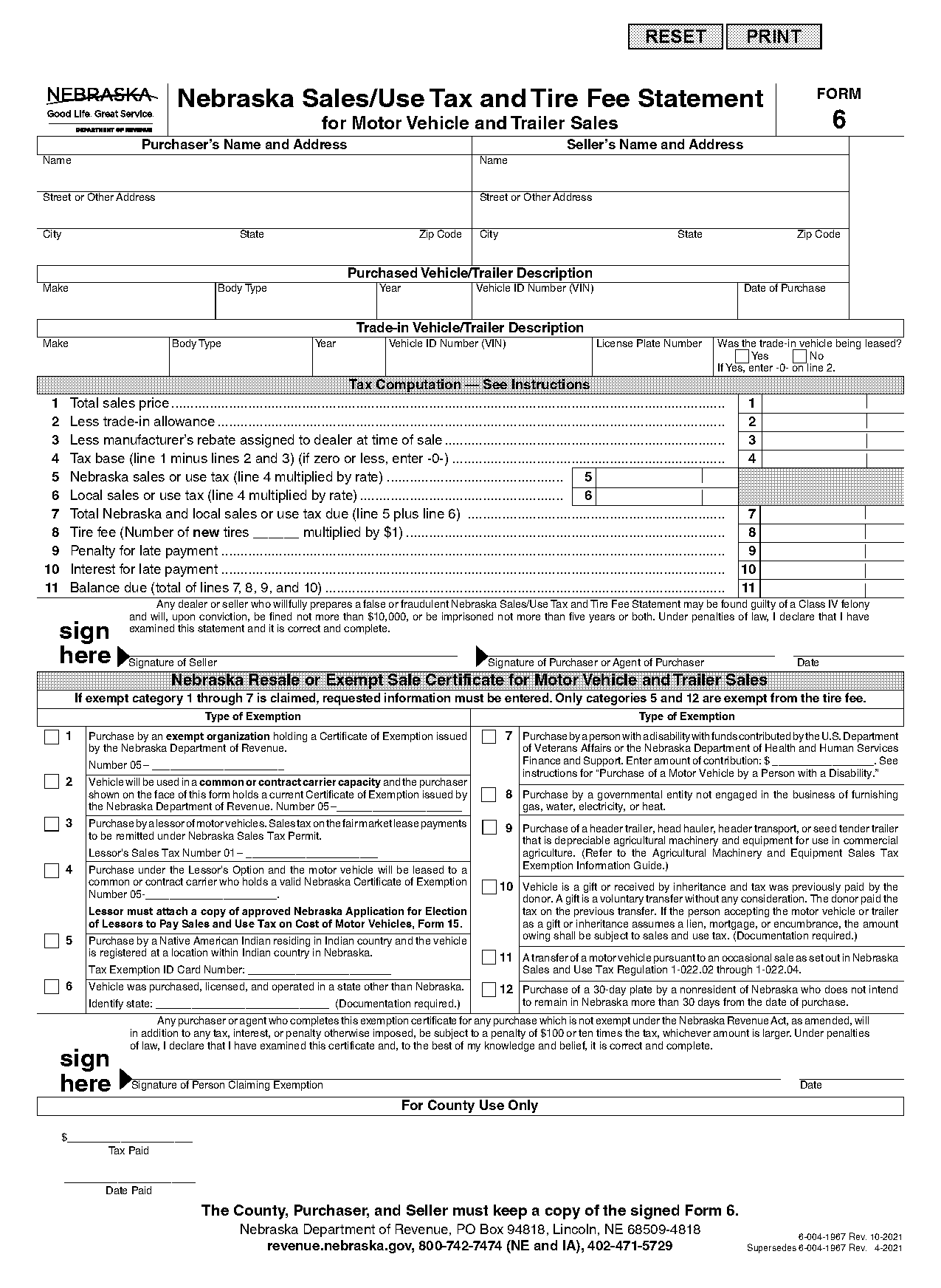 dmv sales tax form