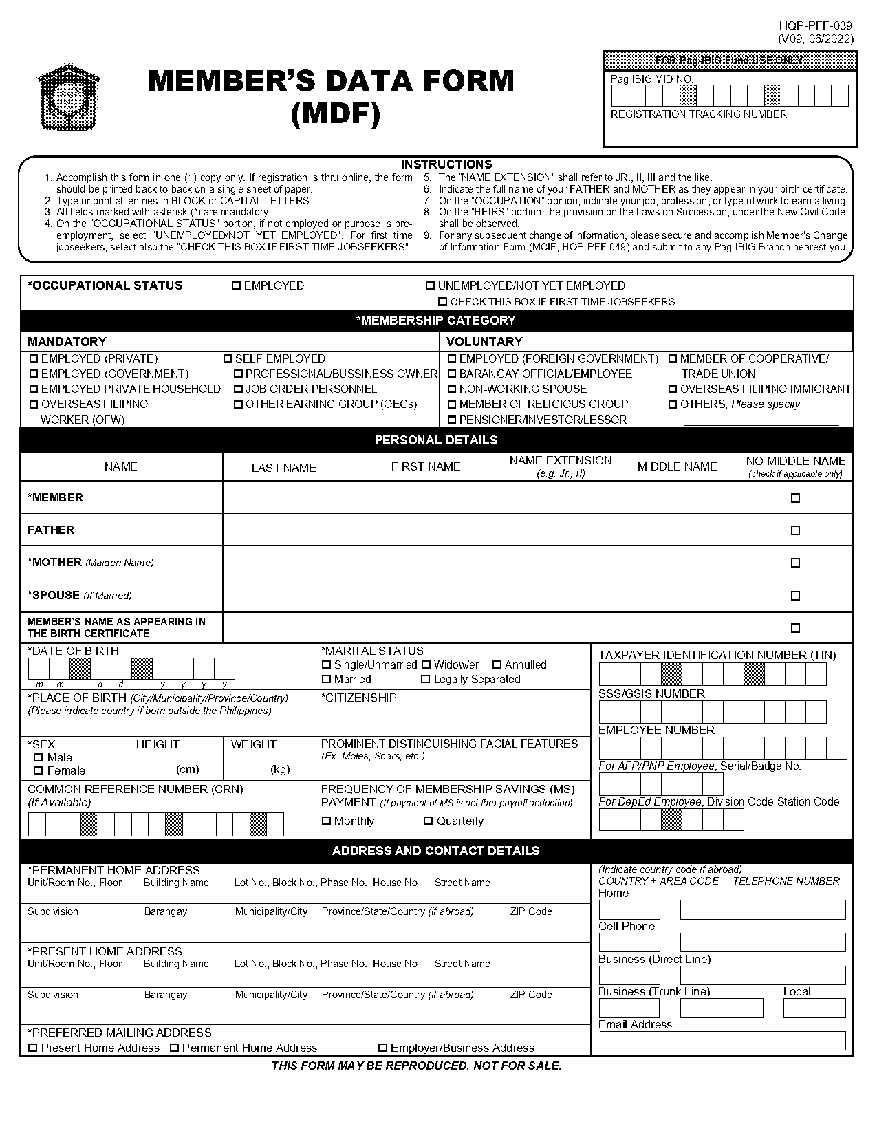 hdmf change of address form