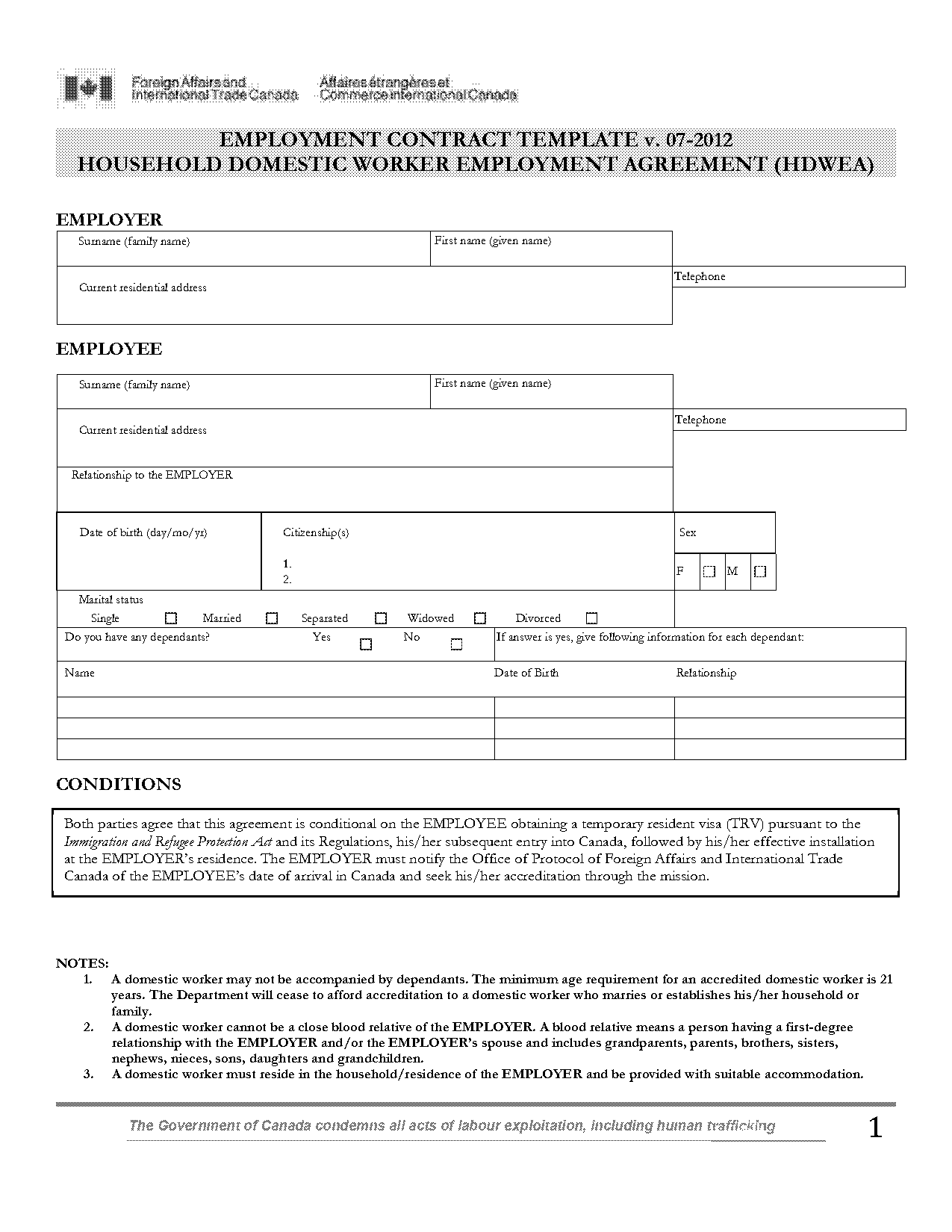 nanny housekeeper contract template