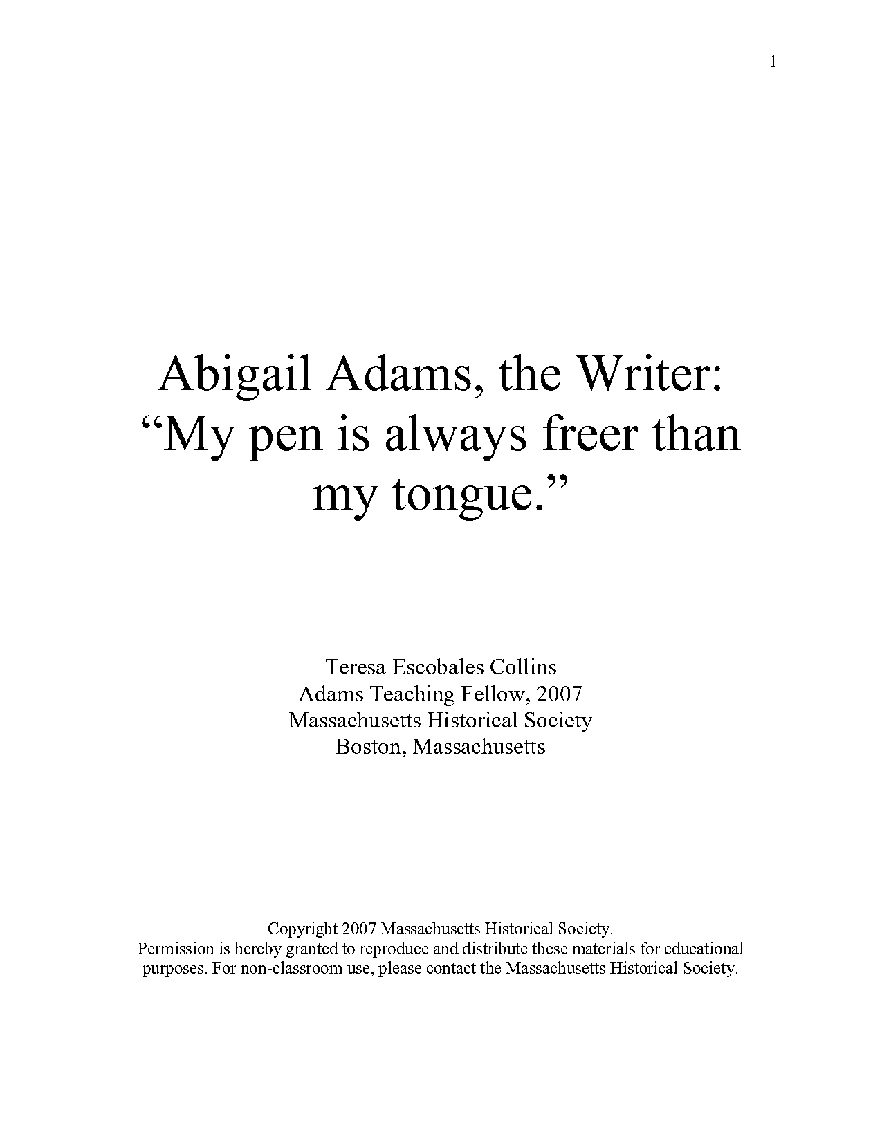 abigail adams lesson plan