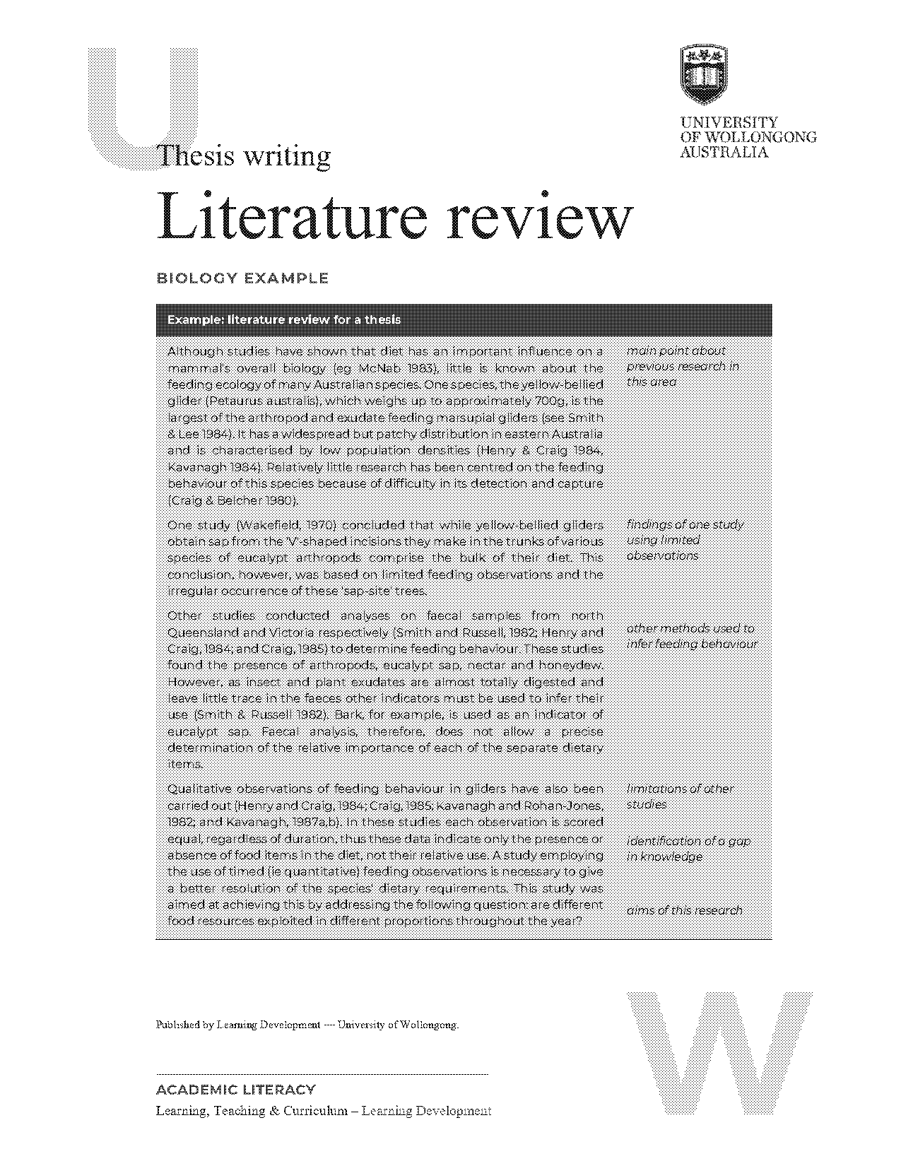 literature review sample biology