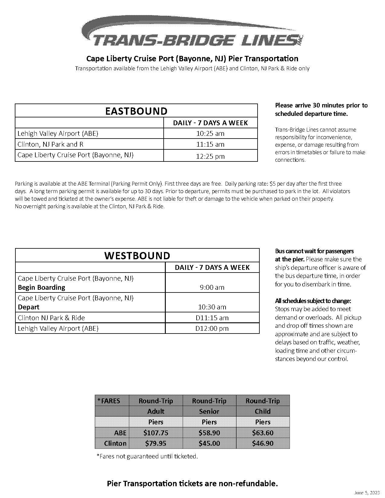 parking fees at bayonne cruise terminal