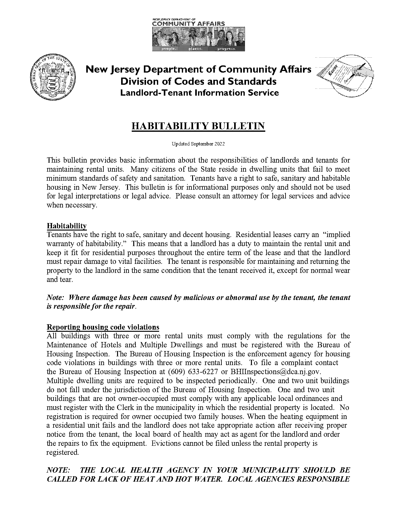 legal temperature for rented property