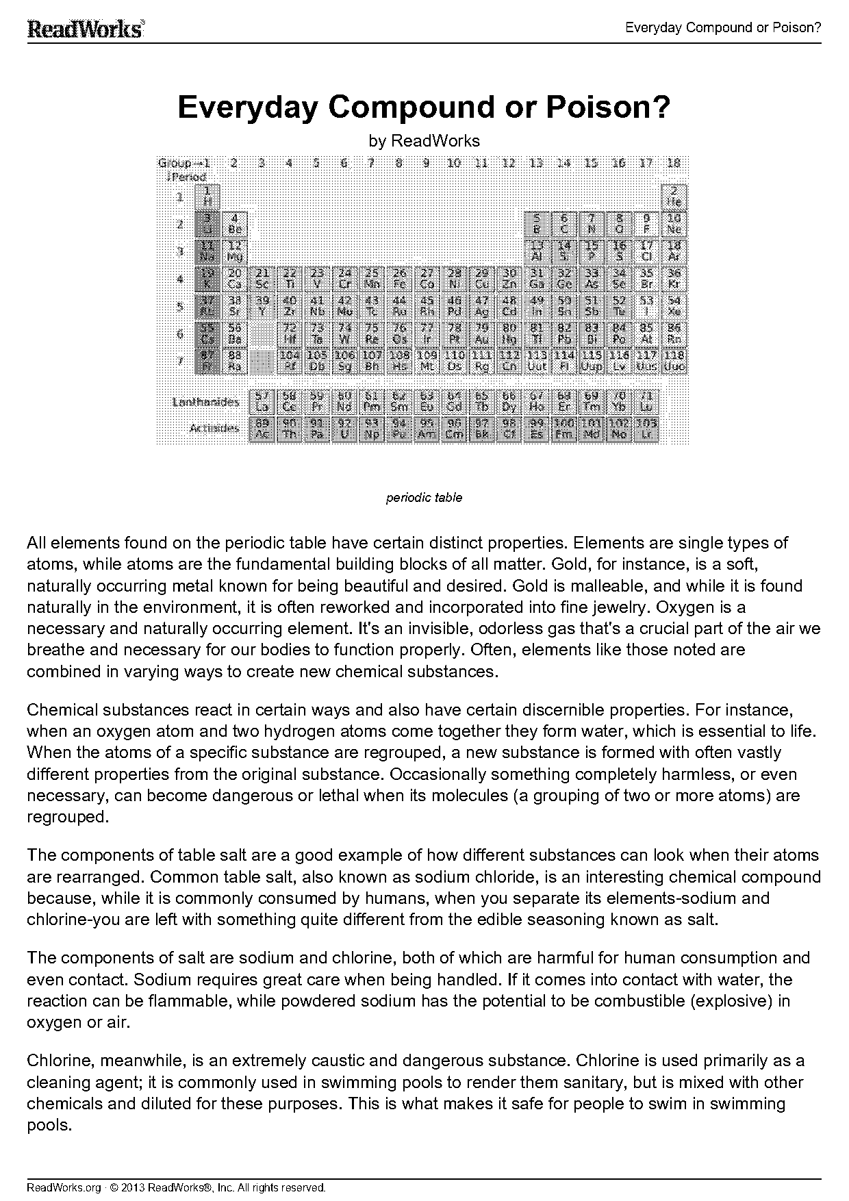 chemical changes of table salt