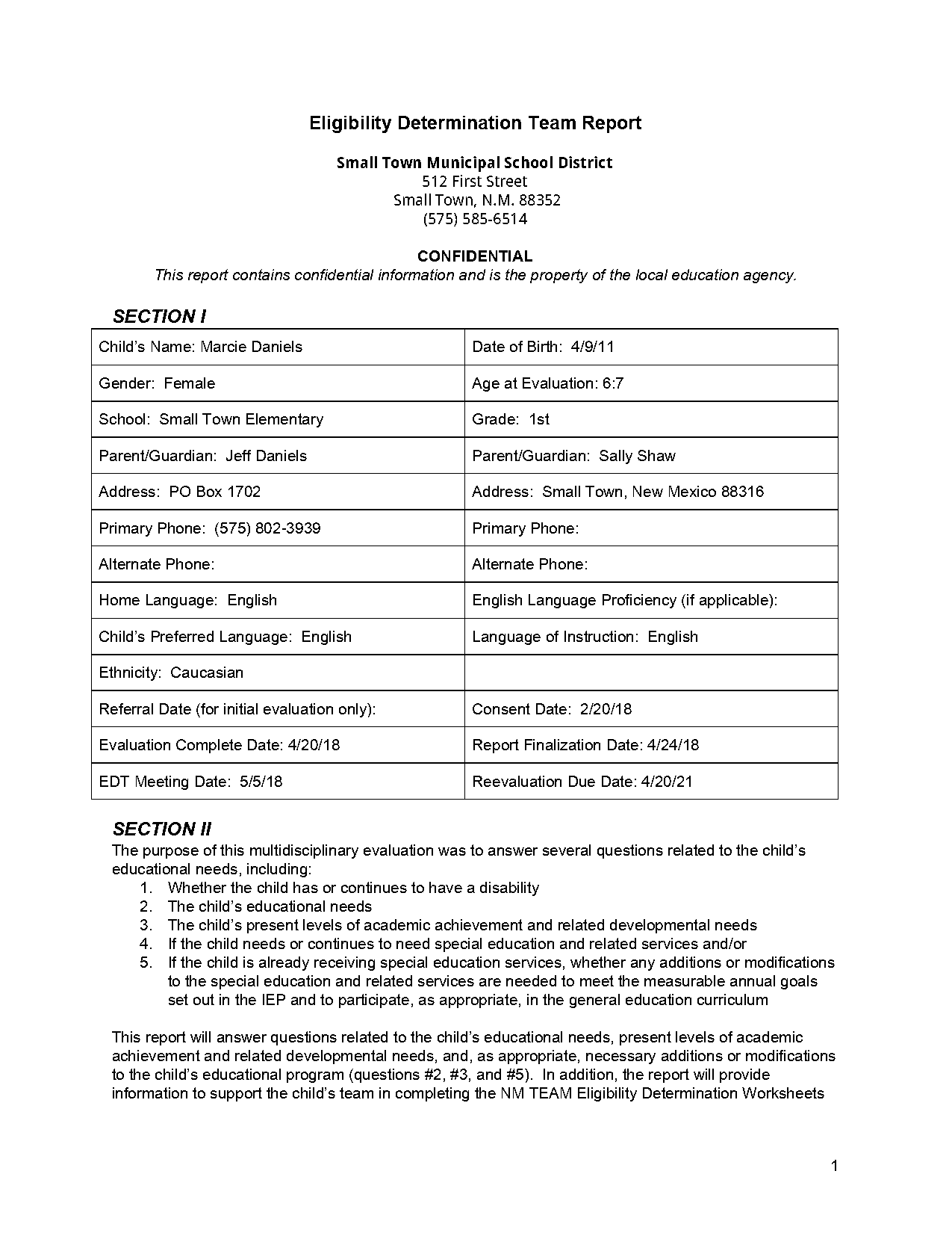 kaufman assessment battery for children second edition sample report