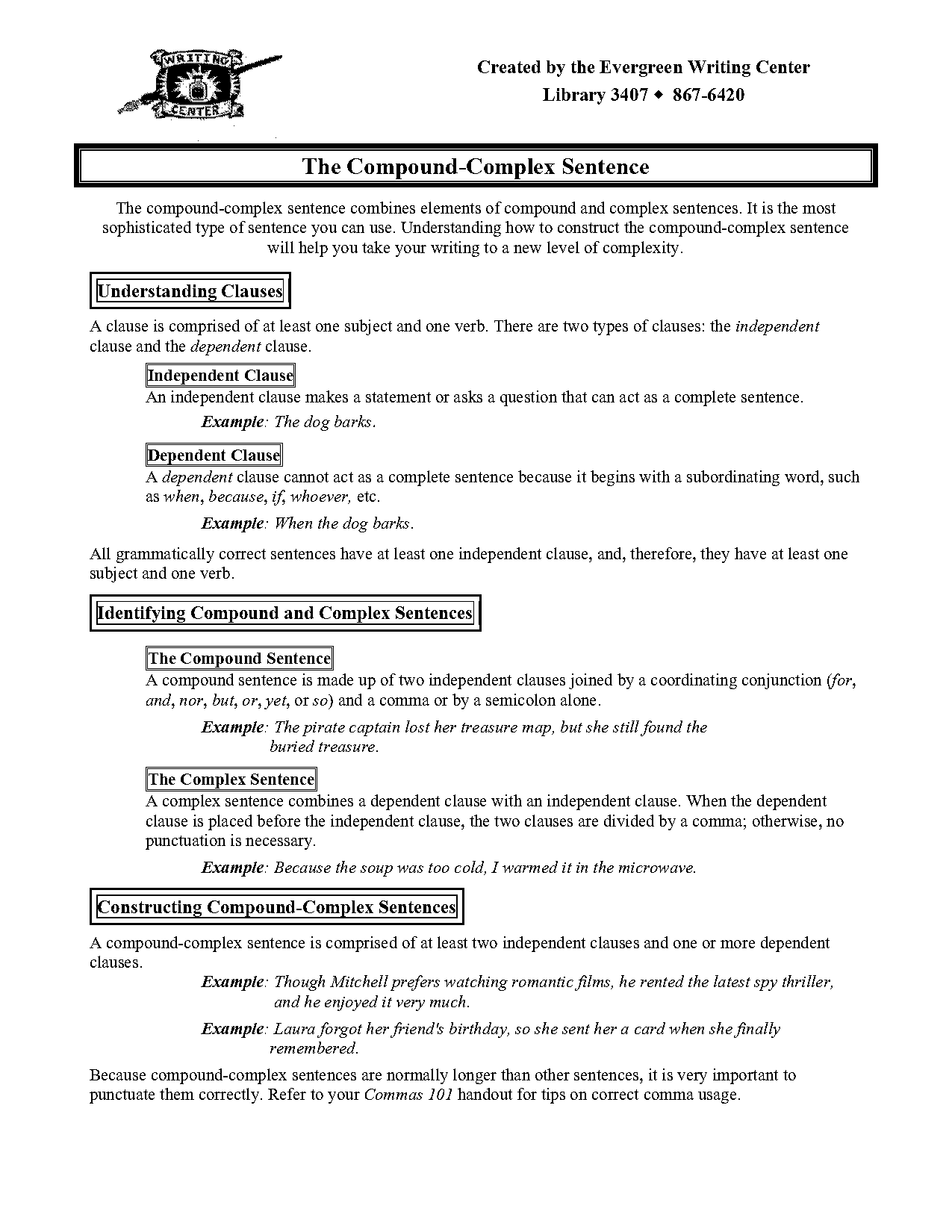 example of a complex sentence with a subordinate clause