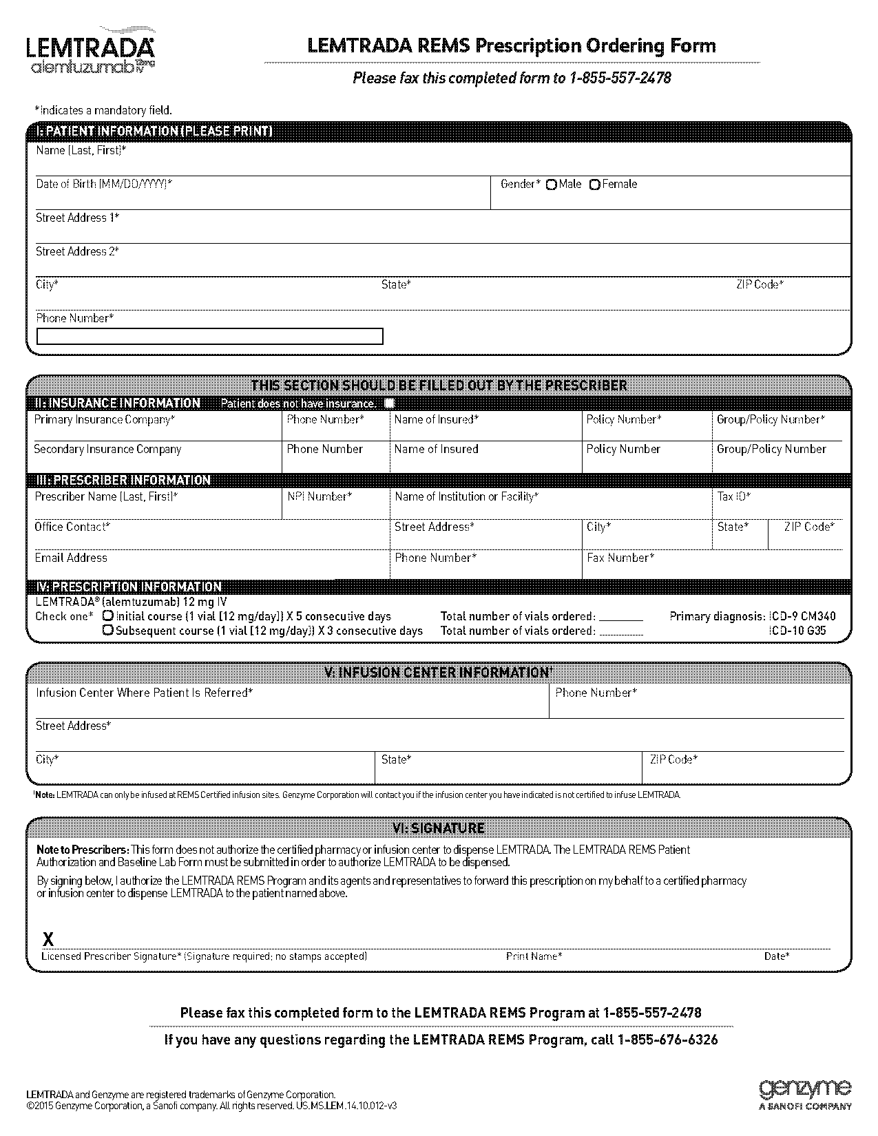 lemtrada rems prescription ordering form