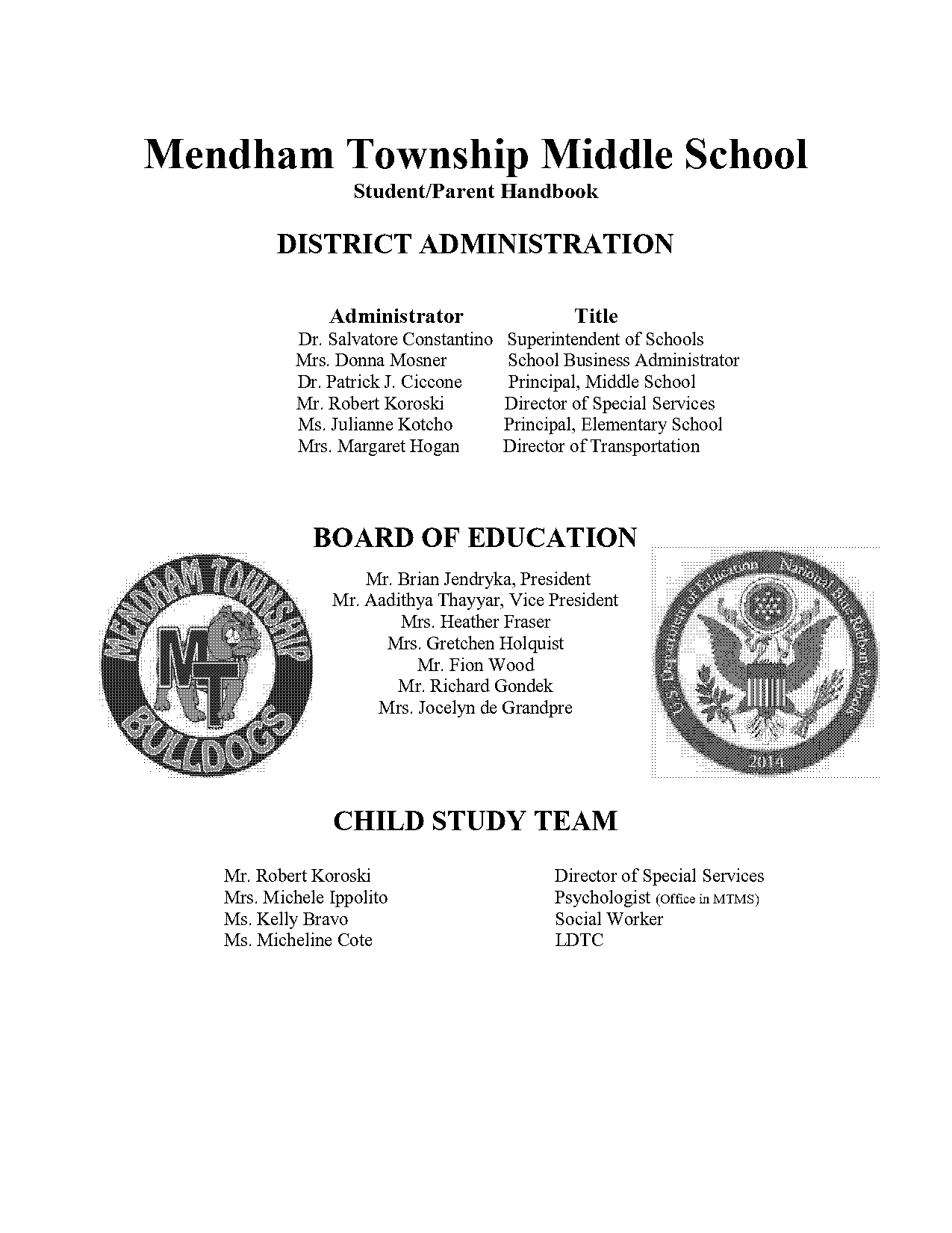 mendham township middle school forms