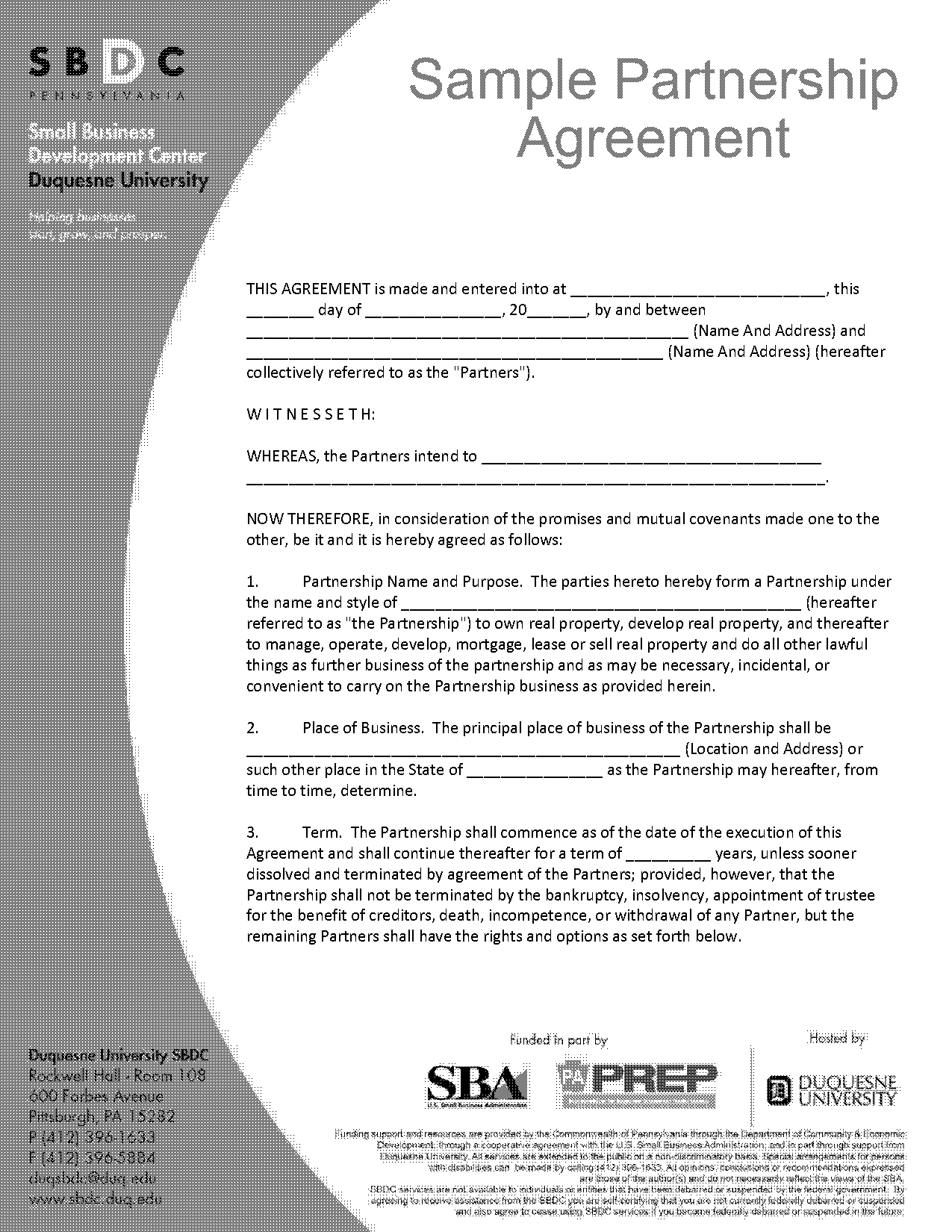 business partnership agreement sample doc