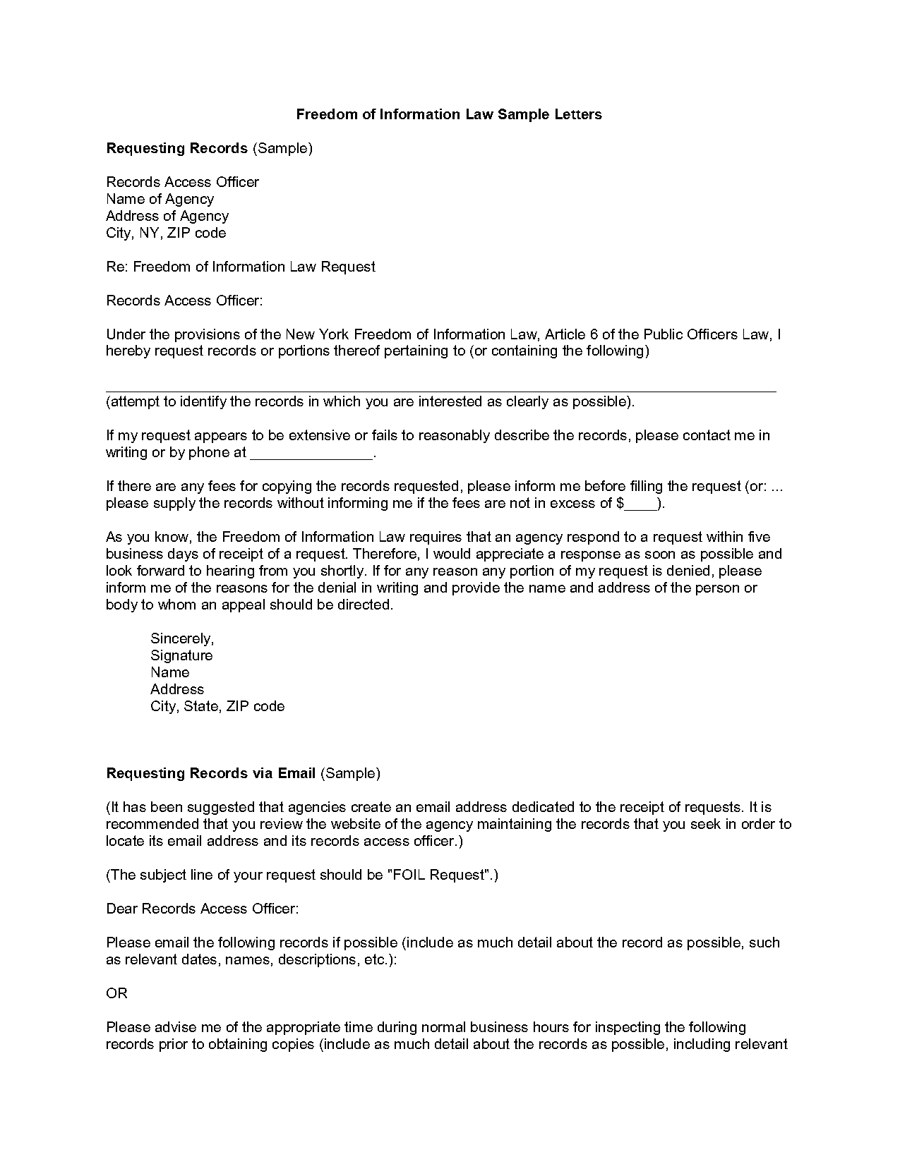 letter requesting medical records template