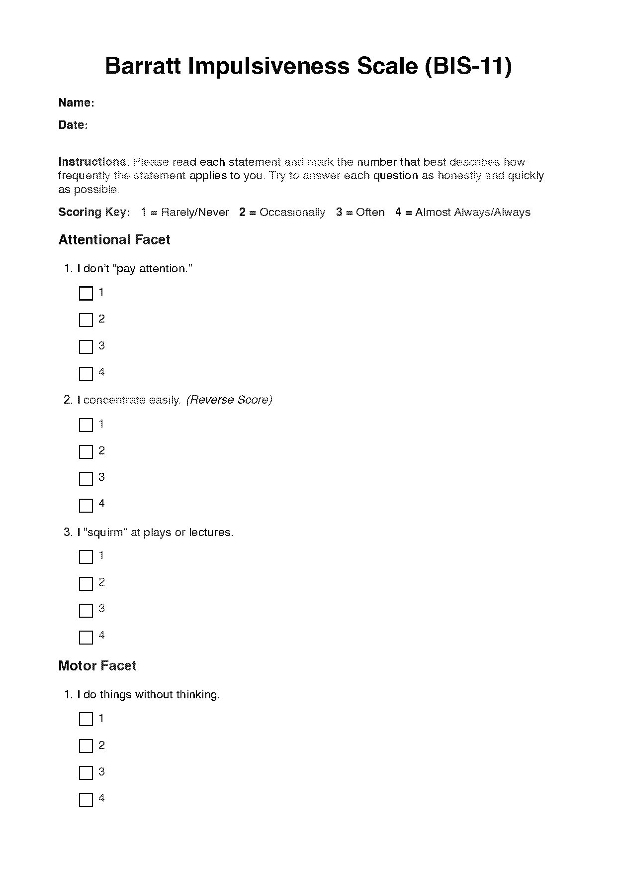 barratt impulsiveness scale questionnaire pdf