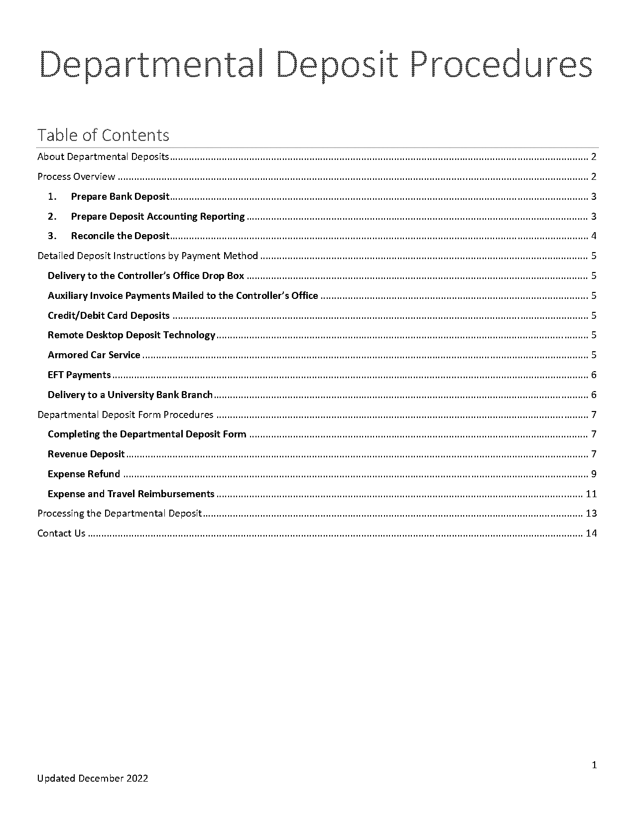 deposit options sample invoice