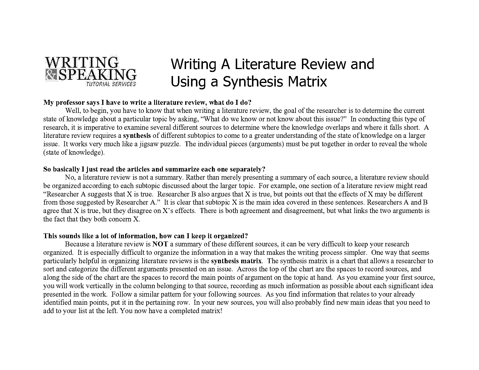 where is the literature review in an article