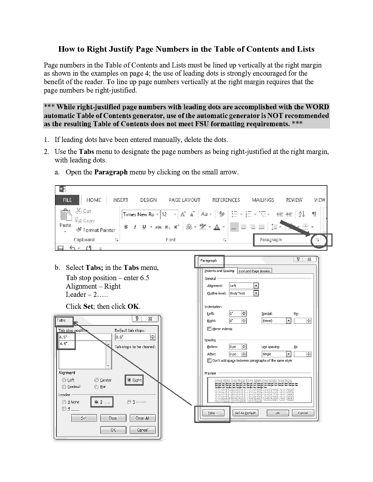 how to make table of content