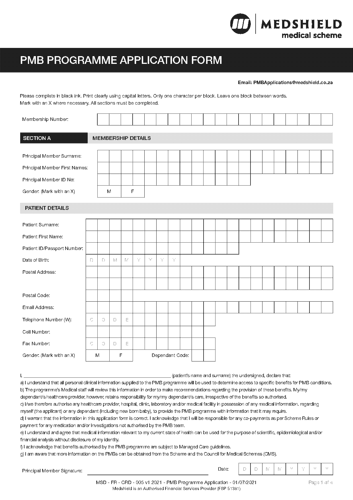 medshield medical aid application forms