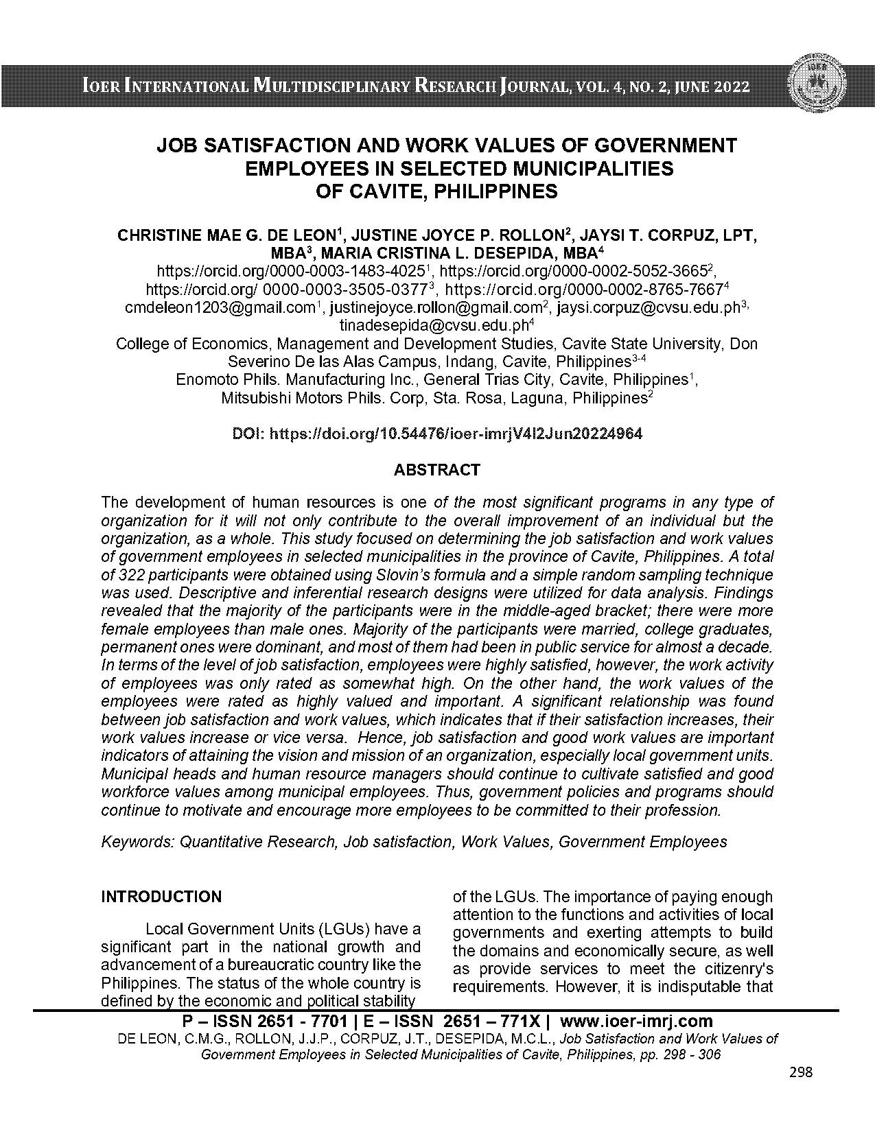 job satisfaction studies in the philippines