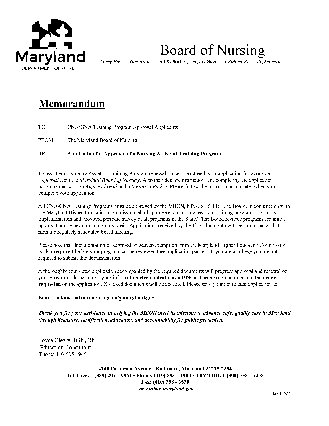 application letter for nursing training