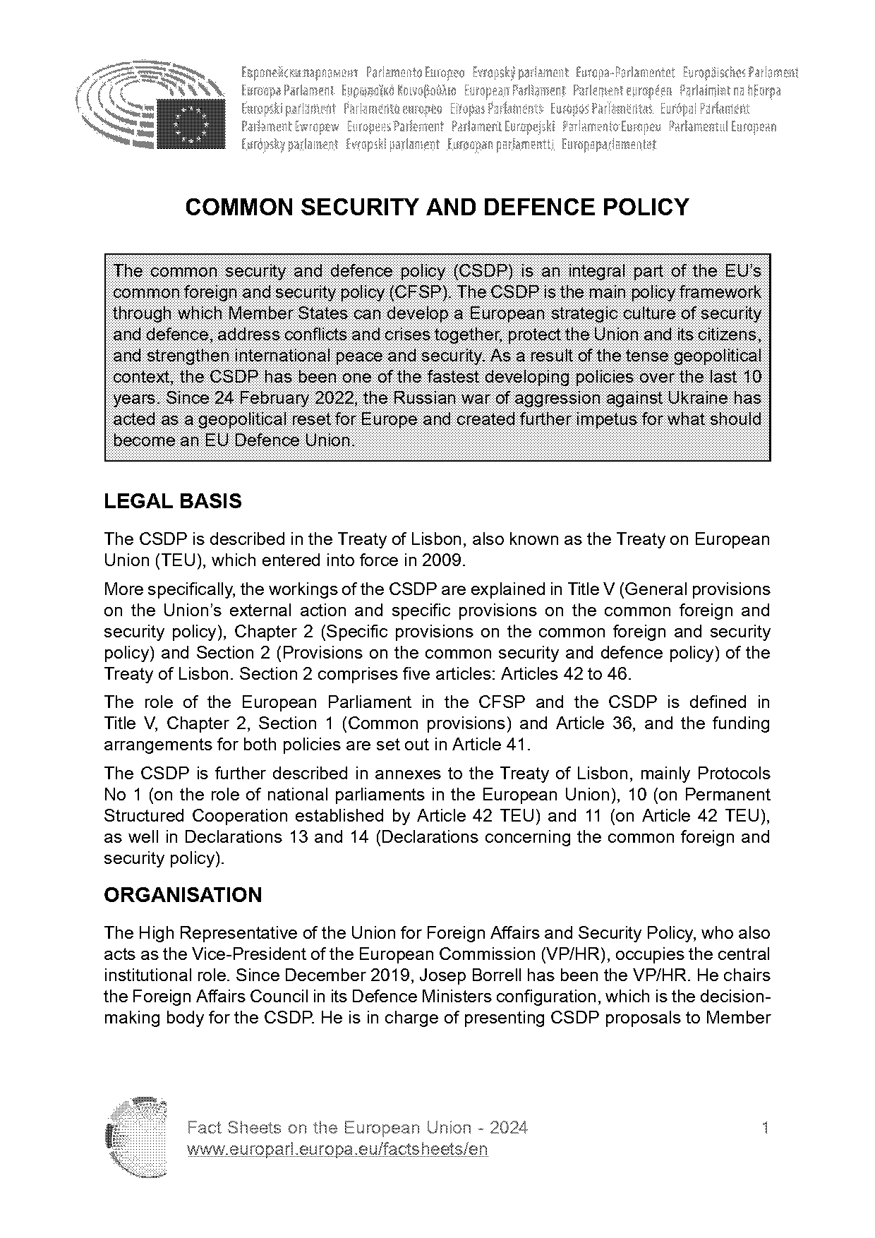 common security and defence policy lisbon treaty