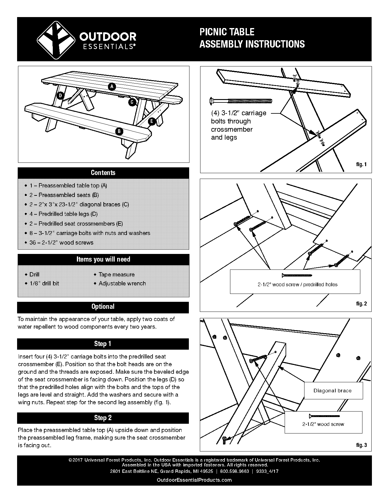 picnic table assembly instructions