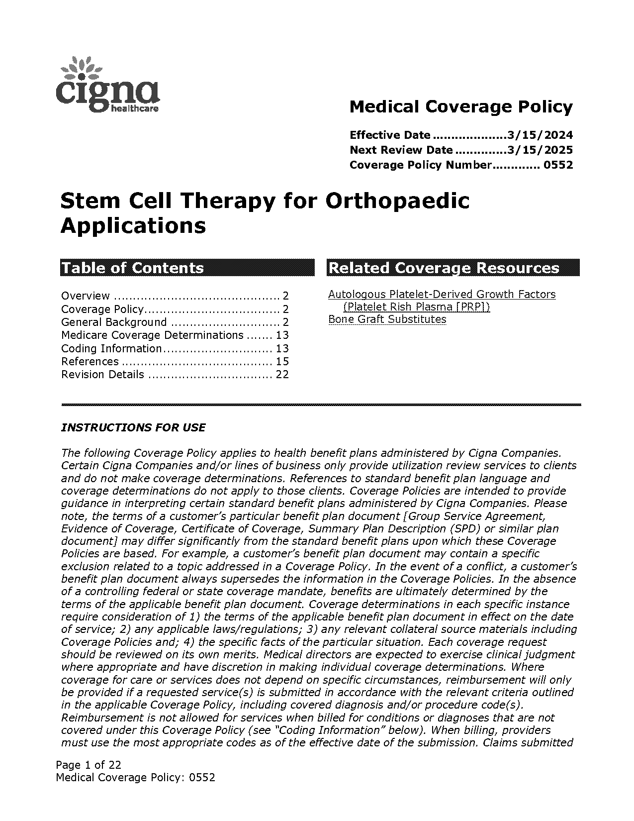 how long until stem cell therapy is covered by insurance