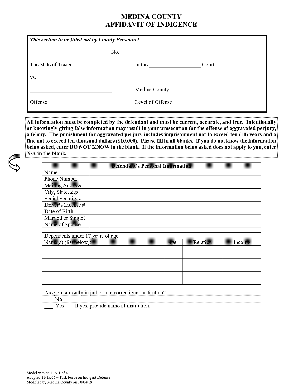 medina county child support forms