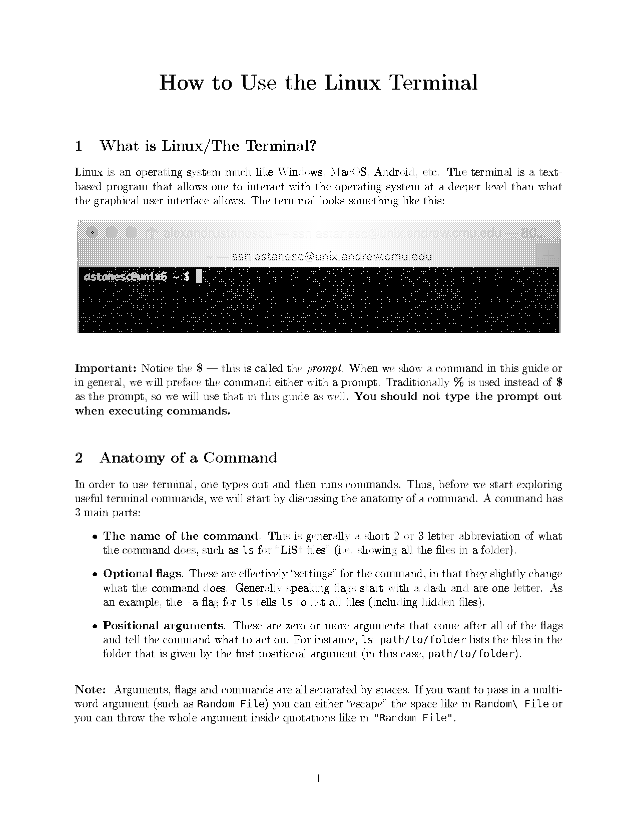 linux terminal commands and uses