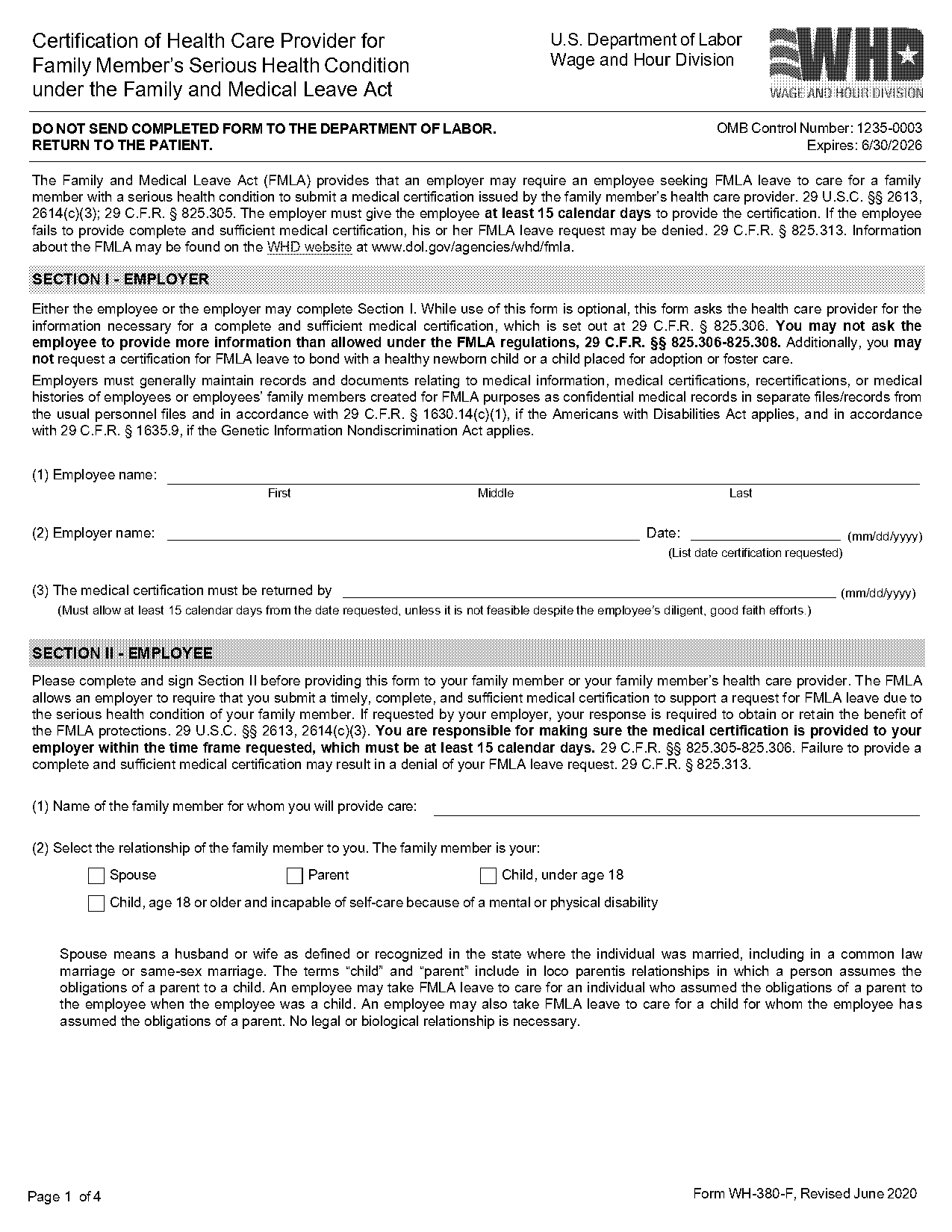 employee request for family or medical leave form