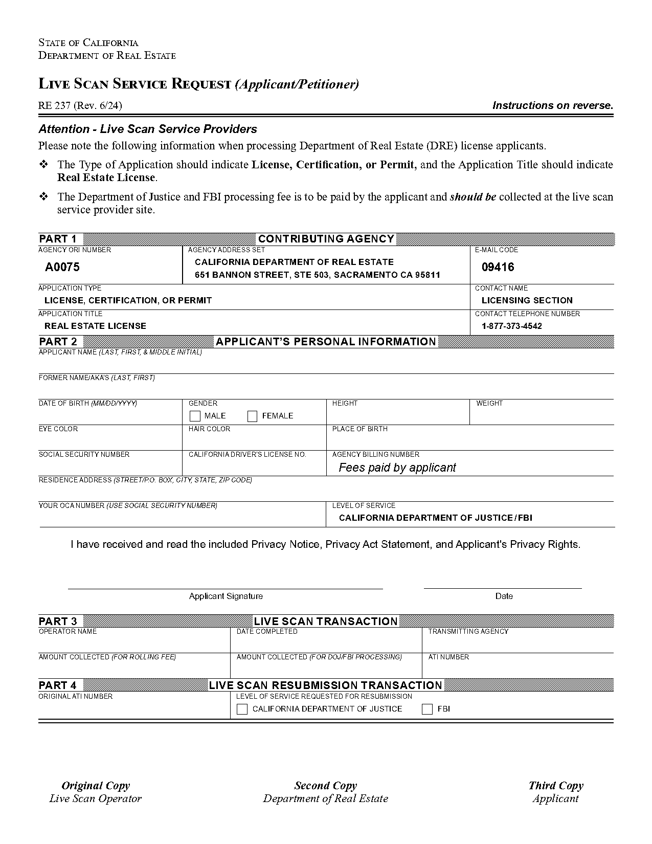 request for live scan service printouts