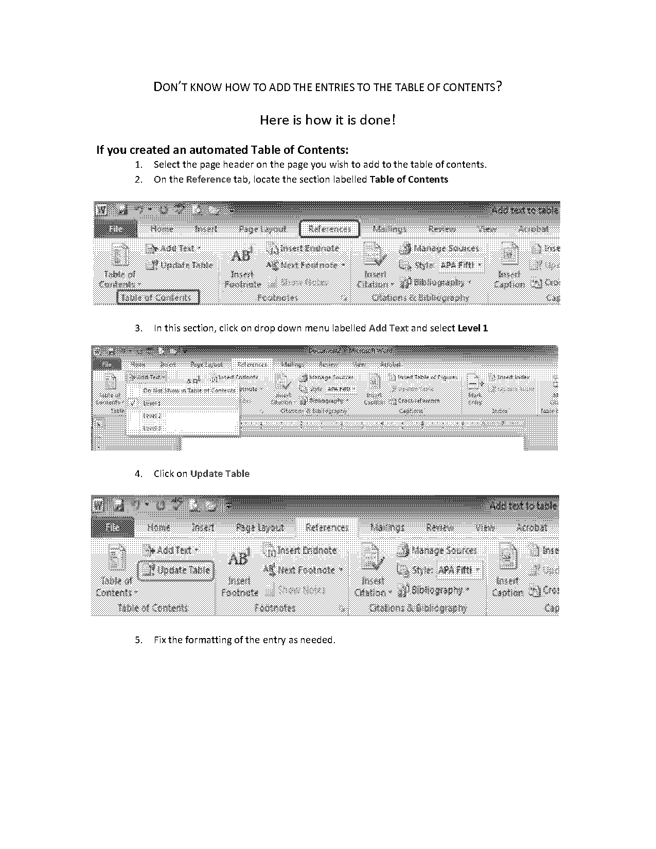 how to make table of content