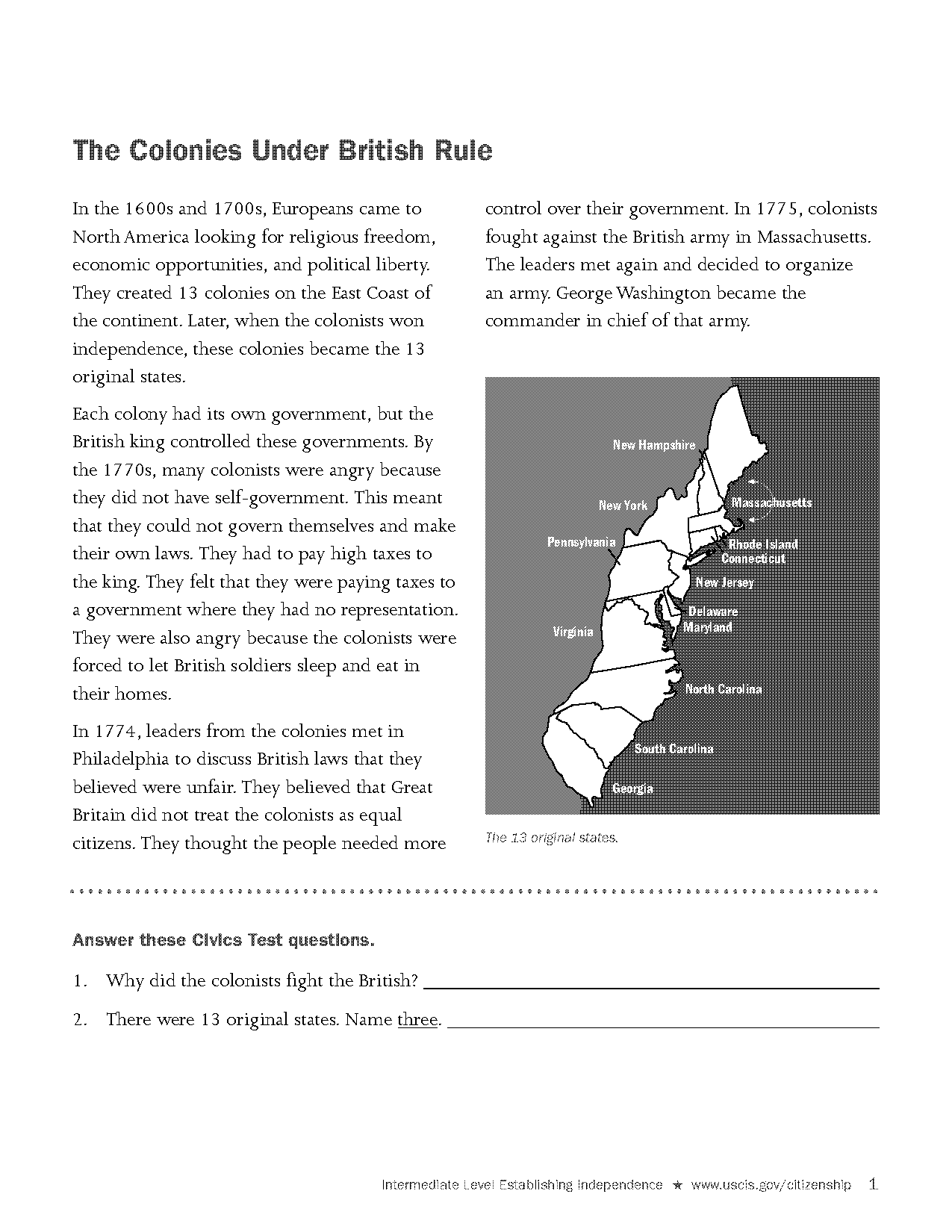 complaints in the declaration of independence worksheet