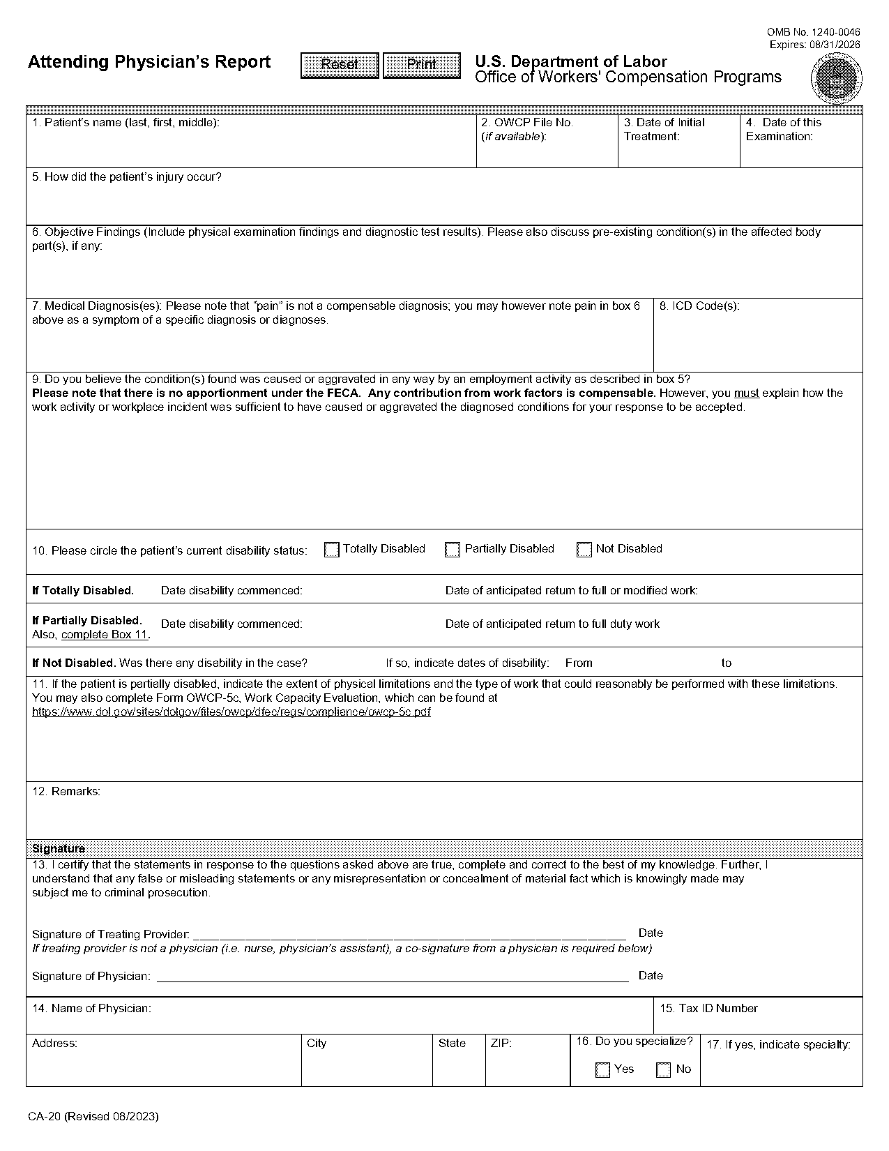 template of medical narrative report