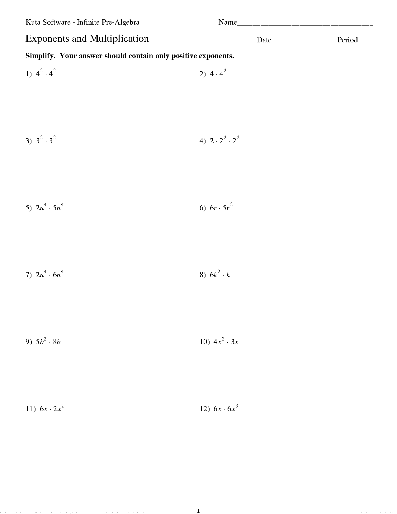 laws of exponents multiplication worksheet