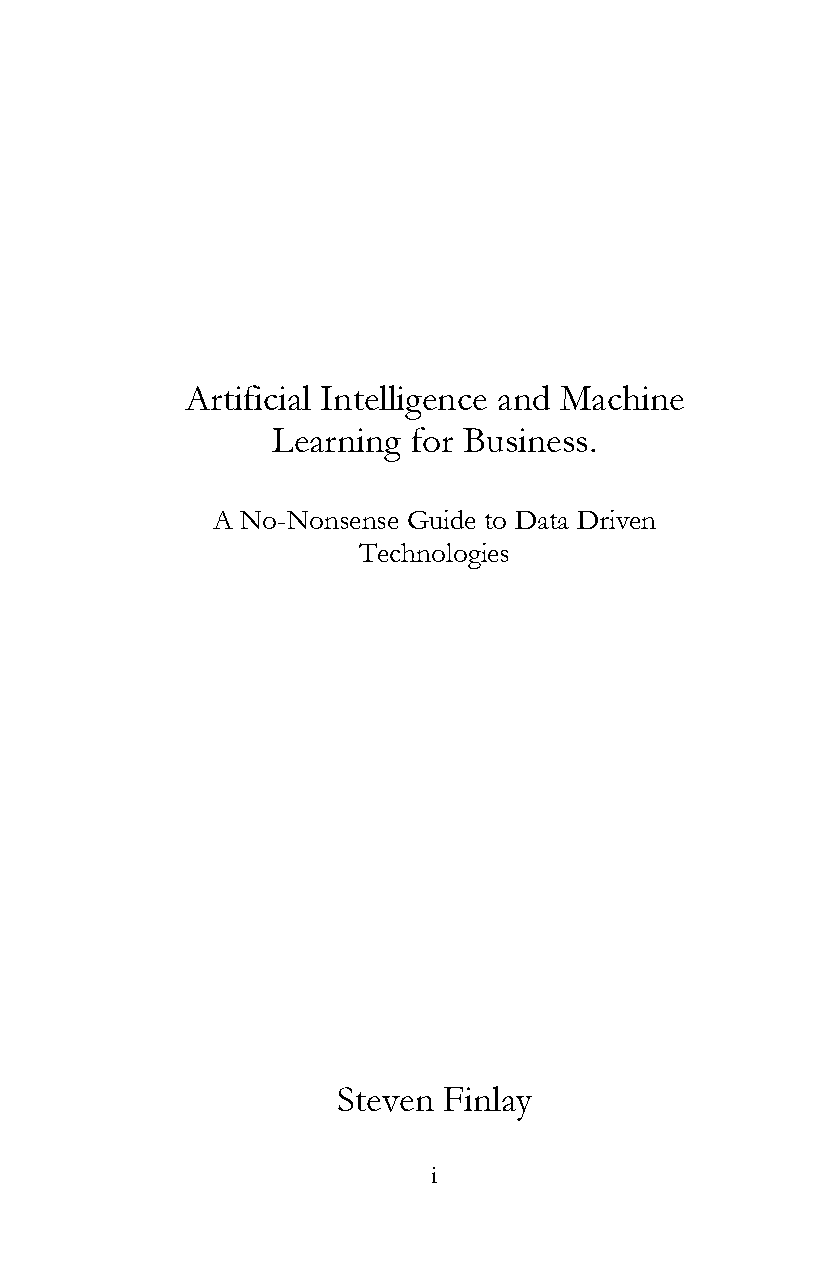 artificial intelligence and machine learning for business finlay pdf