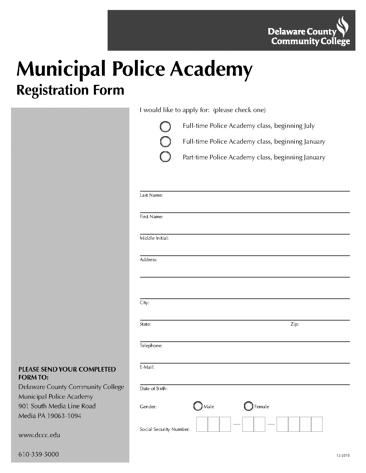 application form for police academy