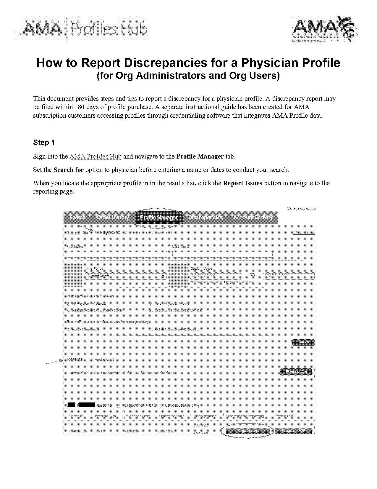 physician profile date report from the ama