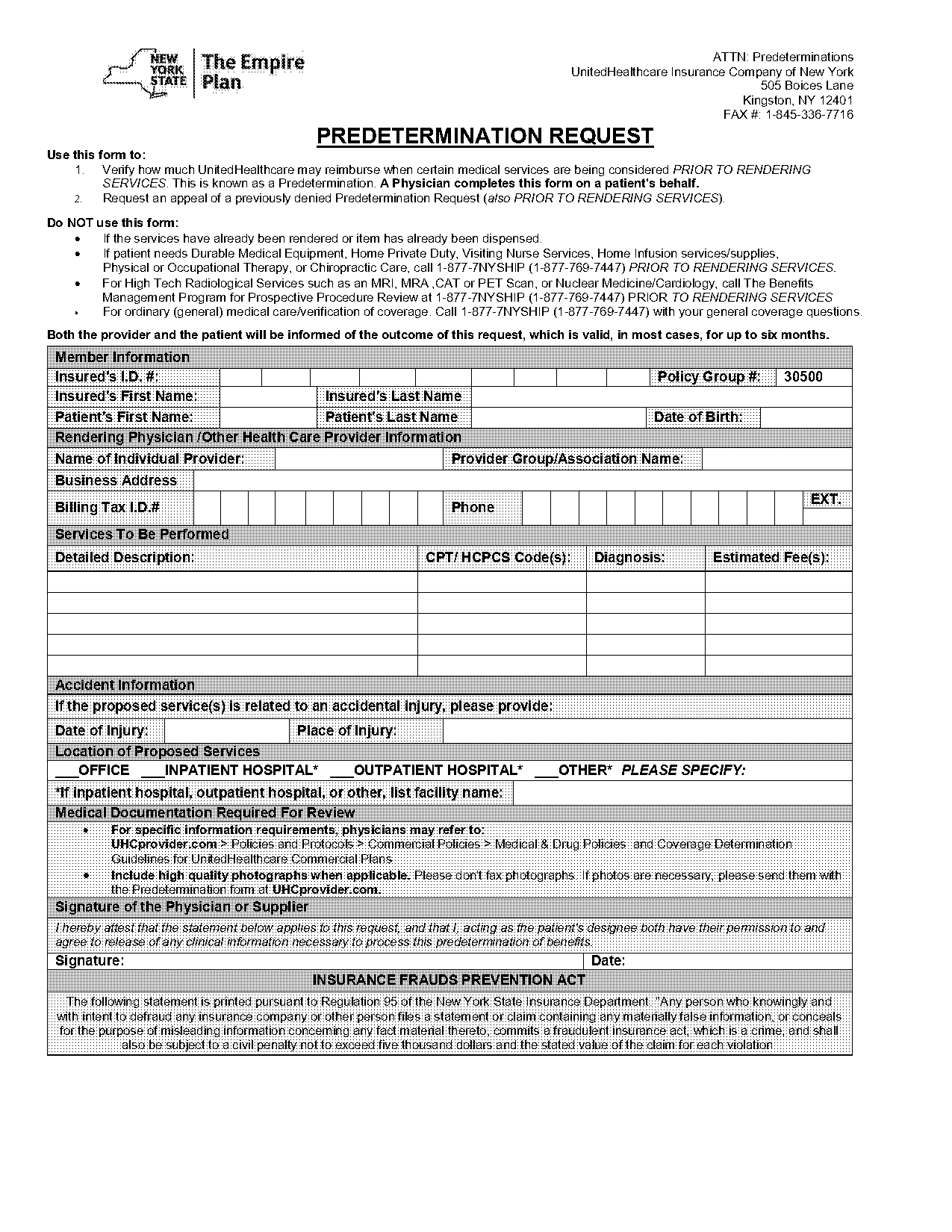 empire united healthcare prior authorization form