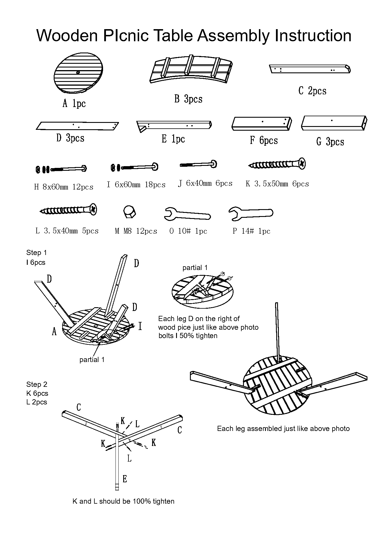 picnic table assembly instructions