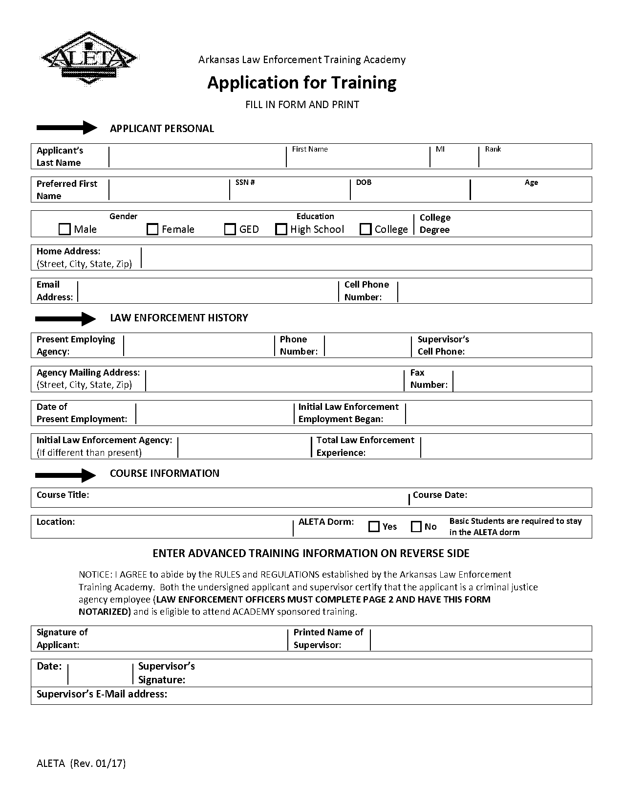 application form for police academy