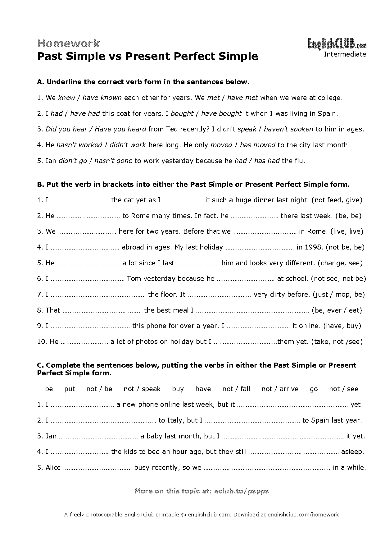 past simple present perfect difference