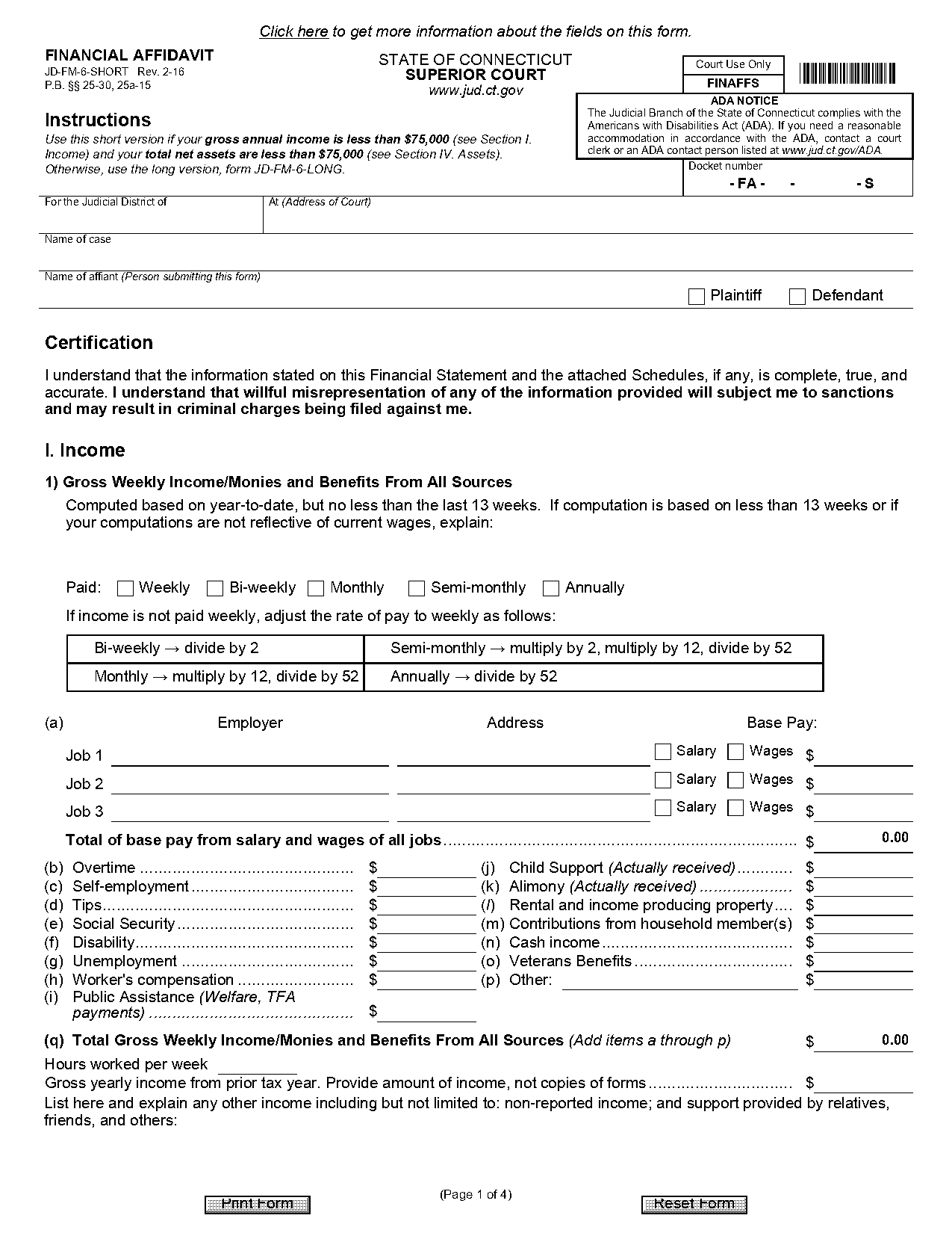 affidavit subject to perjury form