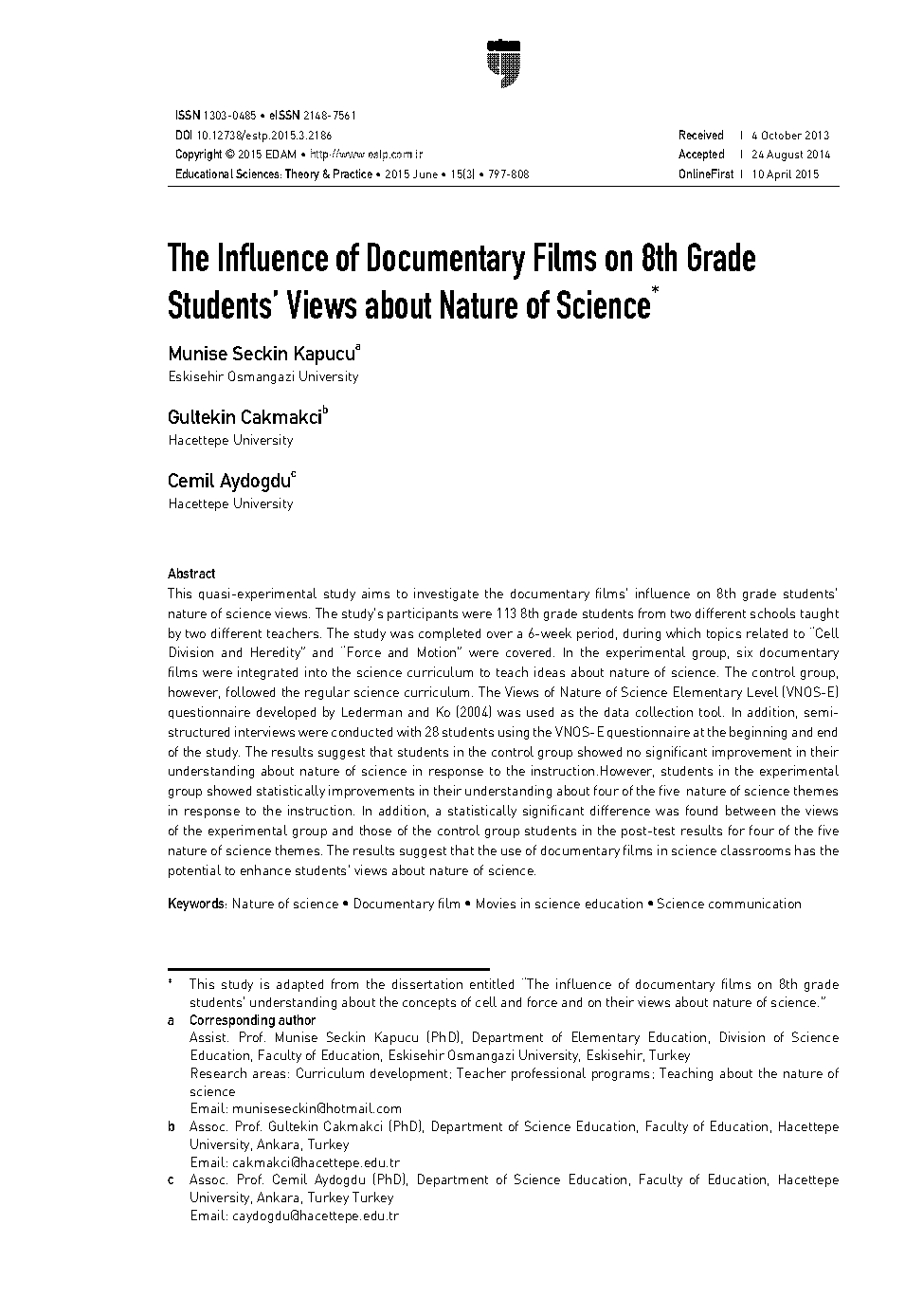 assessment questionnaire for documentary film